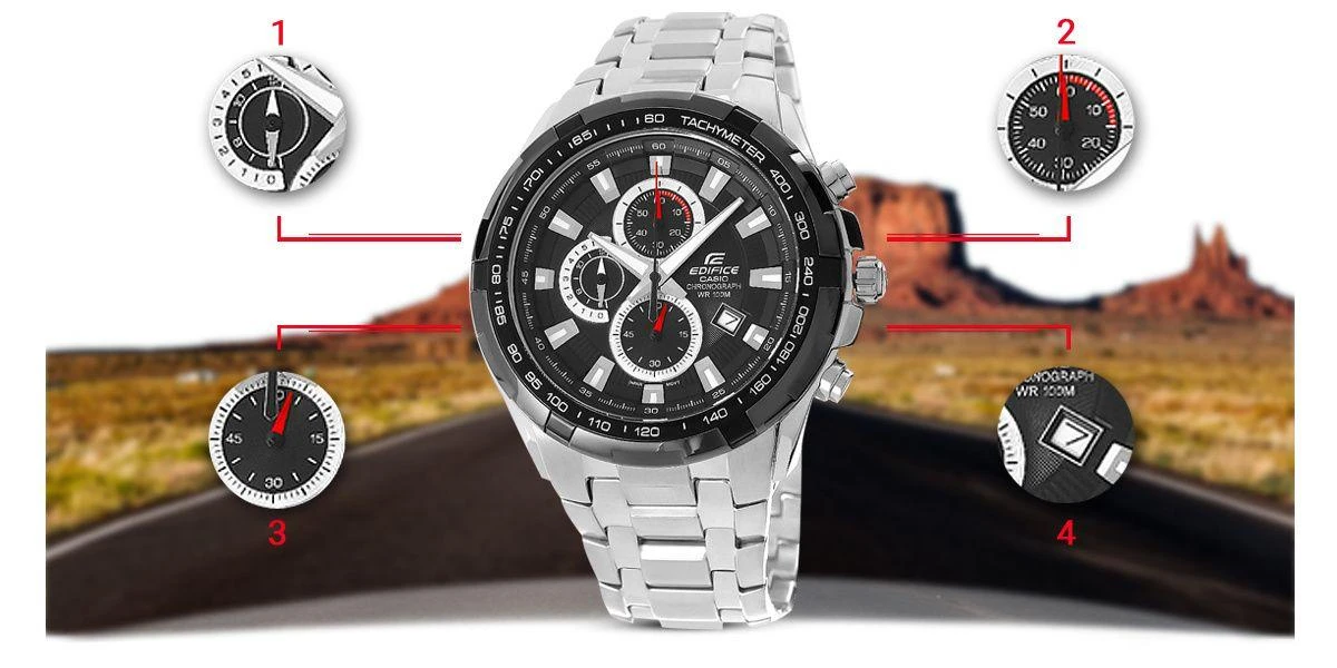 Vyriškas laikrodis CASIO EDIFICE EFR-539D-1A – 10ATM (zd114a) + DĖŽĖ