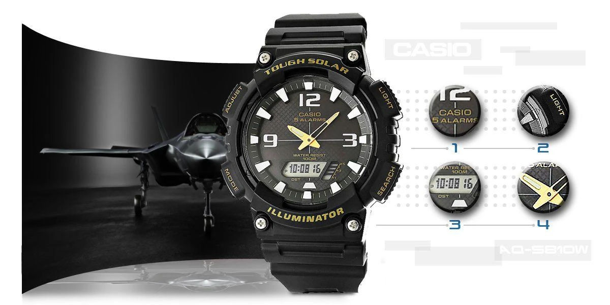 Vyriškas laikrodis CASIO AQ-S810W-1BV (zd044c) - SOLAR POWERED + BOX