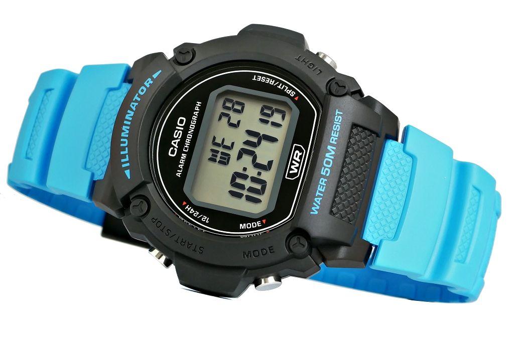 Laikrodis Casio Collection Vintage CASIO TIMELESS COLLECTION SPORT- ILLUMINATOR, WR 50M, ALARM, CHRONOGRAPH - Juodas (Brilliant color strap) W-219H-2A2VDF