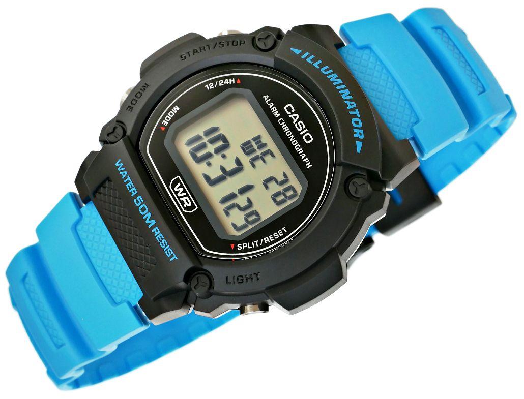 Laikrodis Casio Collection Vintage CASIO TIMELESS COLLECTION SPORT- ILLUMINATOR, WR 50M, ALARM, CHRONOGRAPH - Juodas (Brilliant color strap) W-219H-2A2VDF