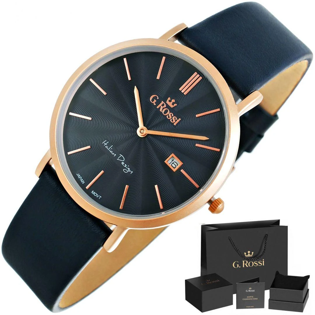 G.Rossi Laikrodis vyrams G. ROSSI - 10853A - SLIM (zg184h) + dėžutė