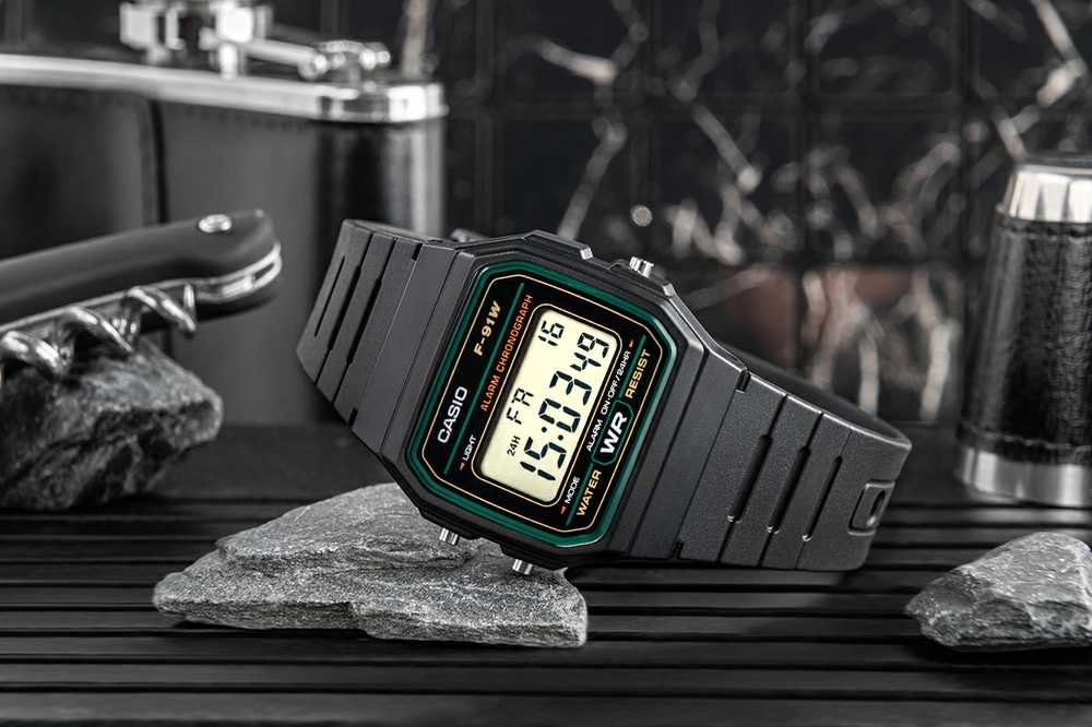 Laikrodis vyrams CASIO F-91WM-3DG (zd102c) + dėžutė