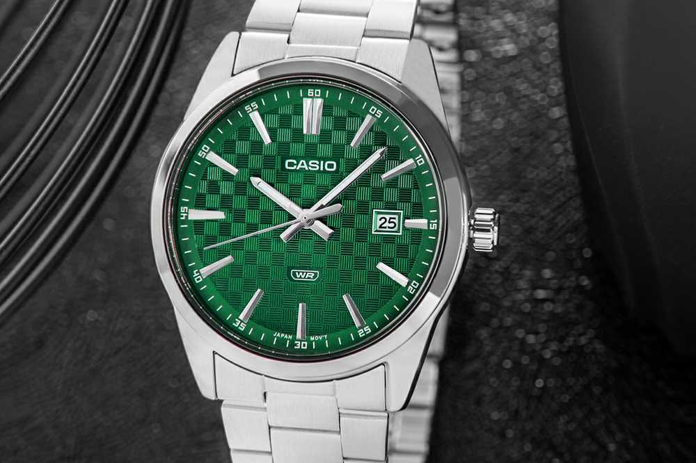 Laikrodis CASIO MEN'S WATCH MTP-VD03D-3A1 Žalias + BOX