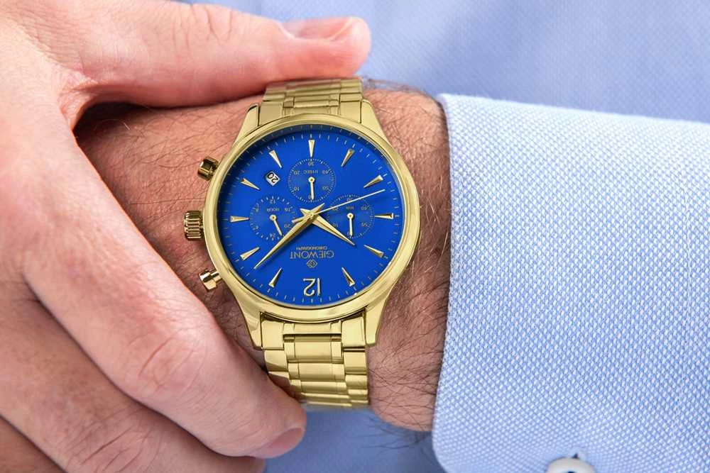 Vyriškas laikrodis Giewont Chronograph Safyras Auksas Mėlynas GW6310-B5
