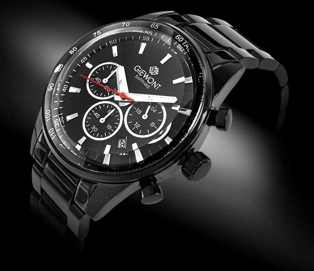 Vyriškas laikrodis Giewont Chronograph safyrinis juodas GW9140-B2
