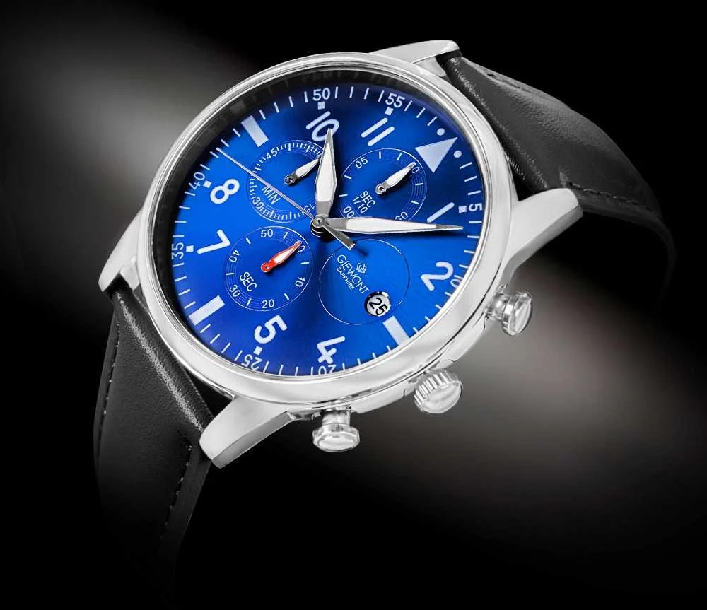 Vyriškas laikrodis Giewont Chronograph Sapphire Juodas ir Mėlynas GW5630-A3