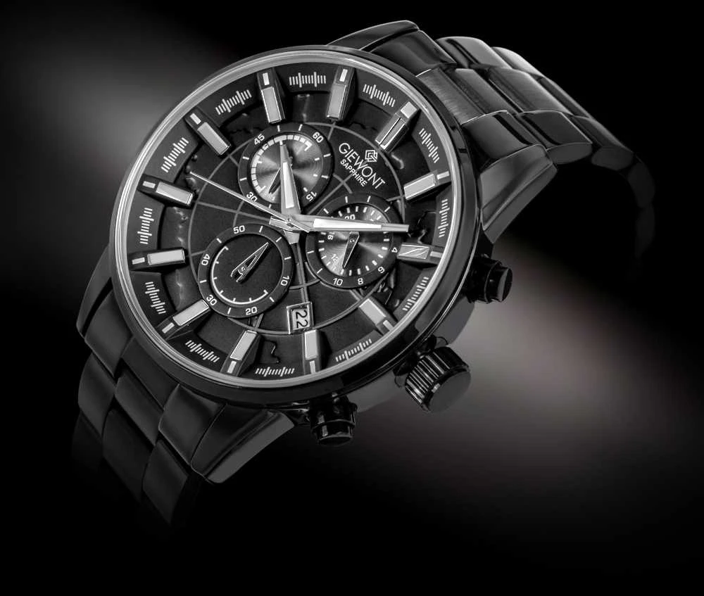 Vyriškas laikrodis Giewont Chronograph Safyrinis Juodas GW4580-B1