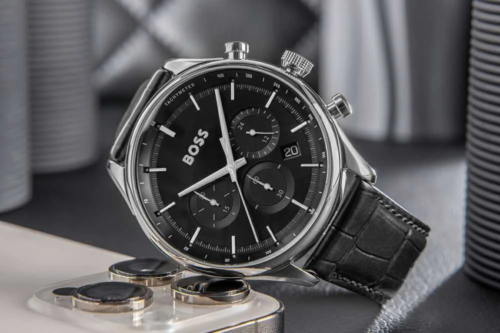 Rankinis laikrodis HUGO BOSS 1514049 (vyrams), pilka, dydis 45 mm