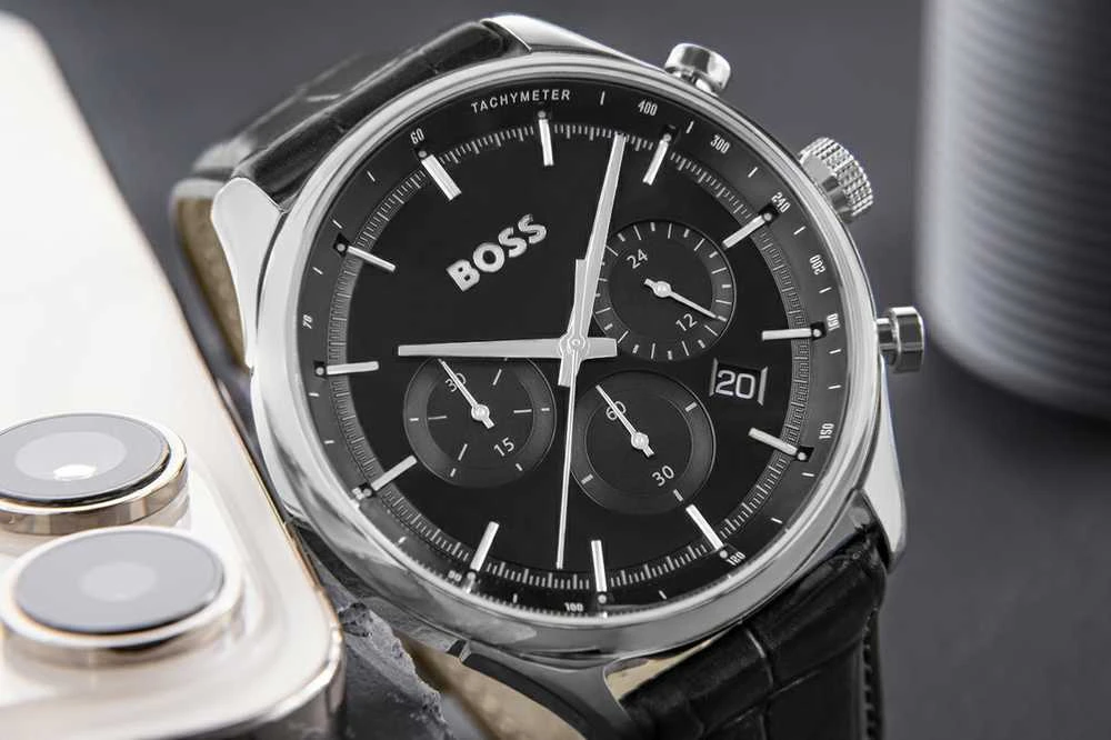 Rankinis laikrodis HUGO BOSS 1514049 (vyrams), pilka, dydis 45 mm