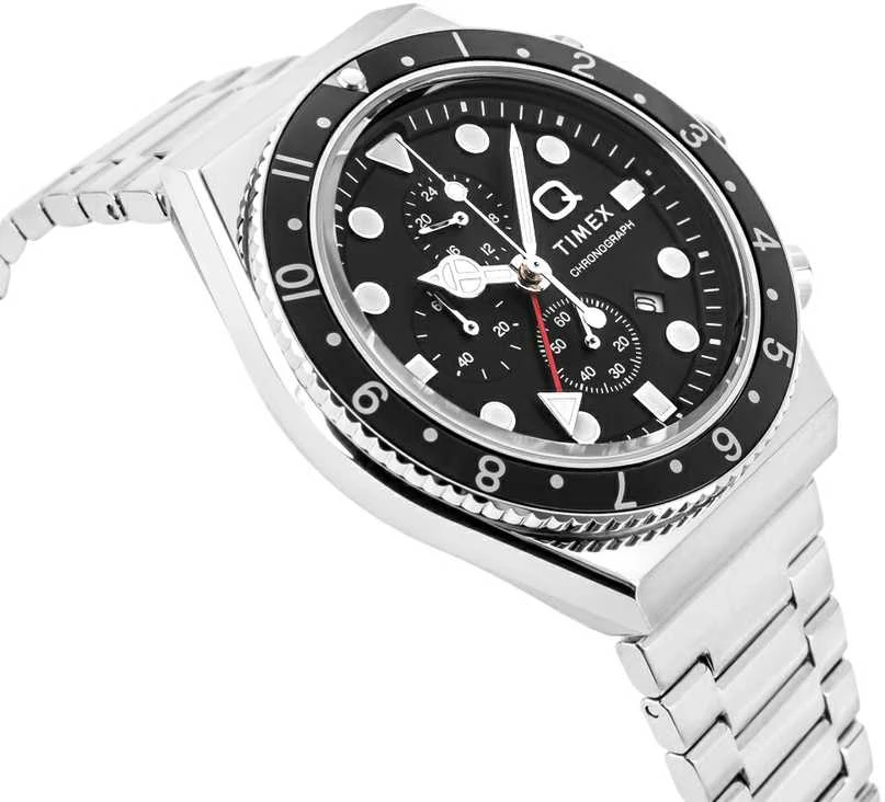 Vyriškas laikrodis TIMEX Q Timex 3 laiko zonų chronografas TW2V69800 + DĖŽUTĖ