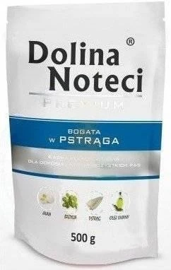 Visavertis konservuotas pašaras visų veislių suaugusiems šunims Dolina Noteci PREMIUM su upėtakiu 500g