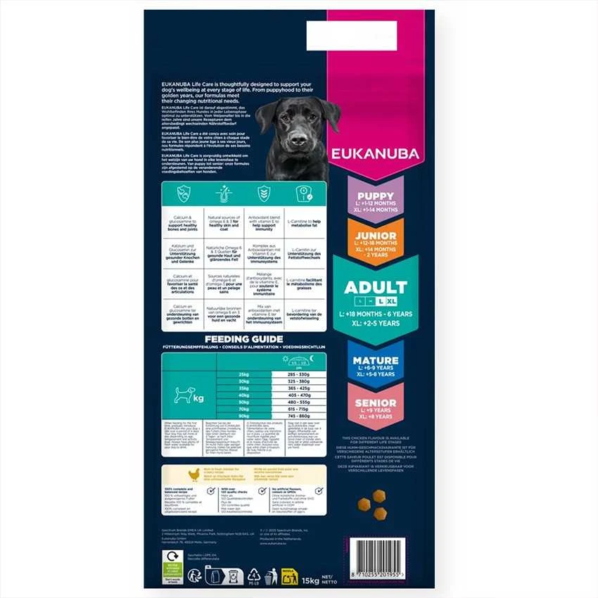 Eukanuba Life Care sausas pašaras didelių veislių šunims su vištiena, L, 15 kg