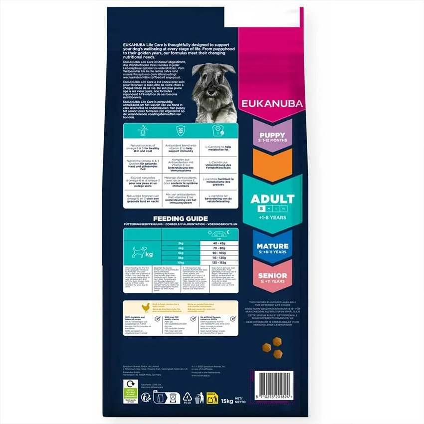 Eukanuba „Euk“ suaugusių mažų veislių šunų maistas, 15 kg