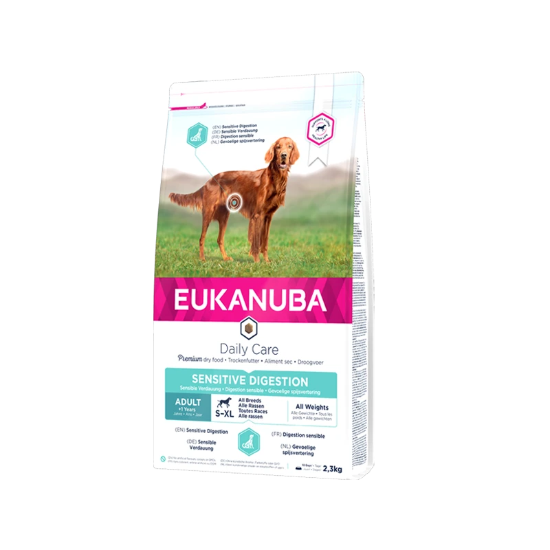 Eukanuba Daily Care Sensitive Digestion Adult visavertis pašaras suaugusiems jautrų virškinimą turintiems šunims 12kg