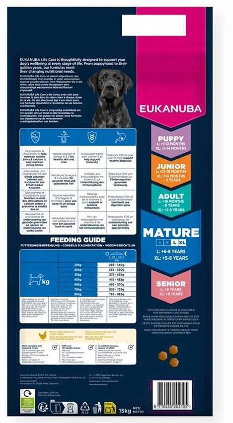 Nezatříděno Eukanuba suaugusių (6-9 mėn.) didelių veislių šunų pašaras, 15 kg