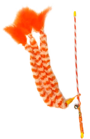 Gimborn GIMCAT žaislas katėms pagaliukas su triguba pliušine uodega ir varpeliu, 46cm