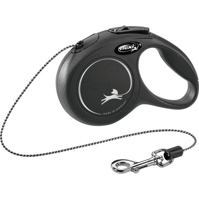 Flexi New Classic M pavadėlis šunims iki 20kg virvinis 8m juodos spalvos