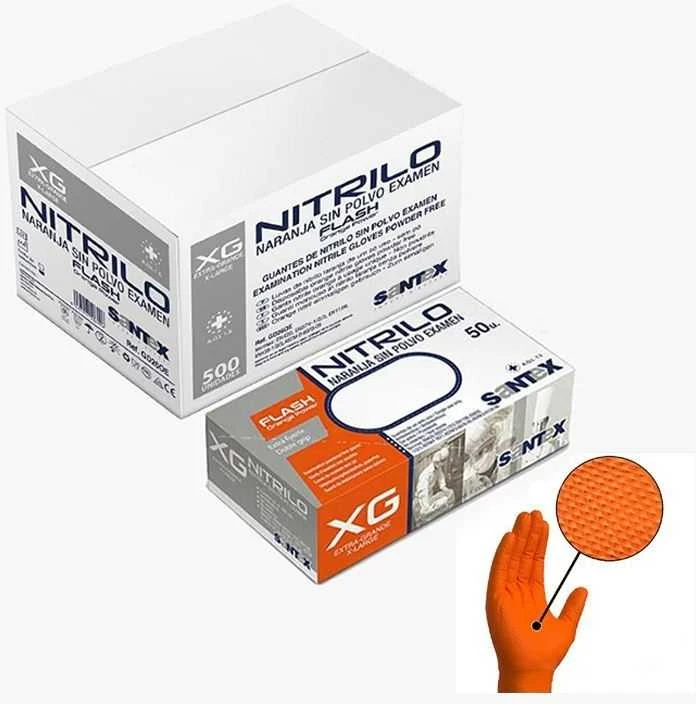 Oranžinės nitrilinės pirštinės SANTEX Flash Oranžinis Power, 50 vnt., M, 8,5 g - L