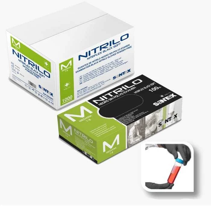 Santex Juodos nitrilinės pirštinės NITRIFLEX Juodas SOFT, 100 vnt., 3,5 g - L