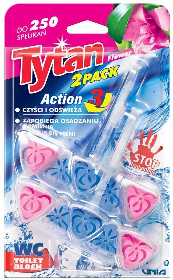 Unia Pakabinamas WC valiklis-gaiviklis Tytan Action 3 Flower 2 x 40 g