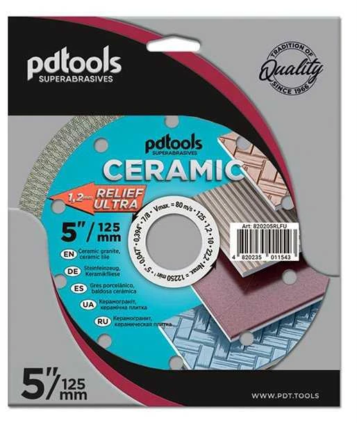 Pdtools Deimantinis diskas RELIEF ULTRA, sausam/šlapiam pjovimui, Ø125 mm, 22.2 mm
