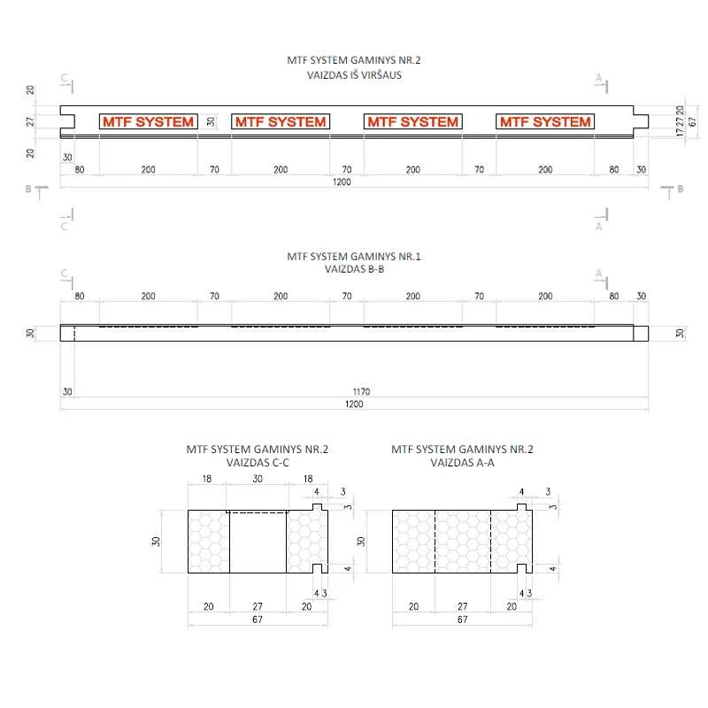 Lango elementas - MTF W A 67x30 mm, ilgis 1200 mm, 1 vnt.