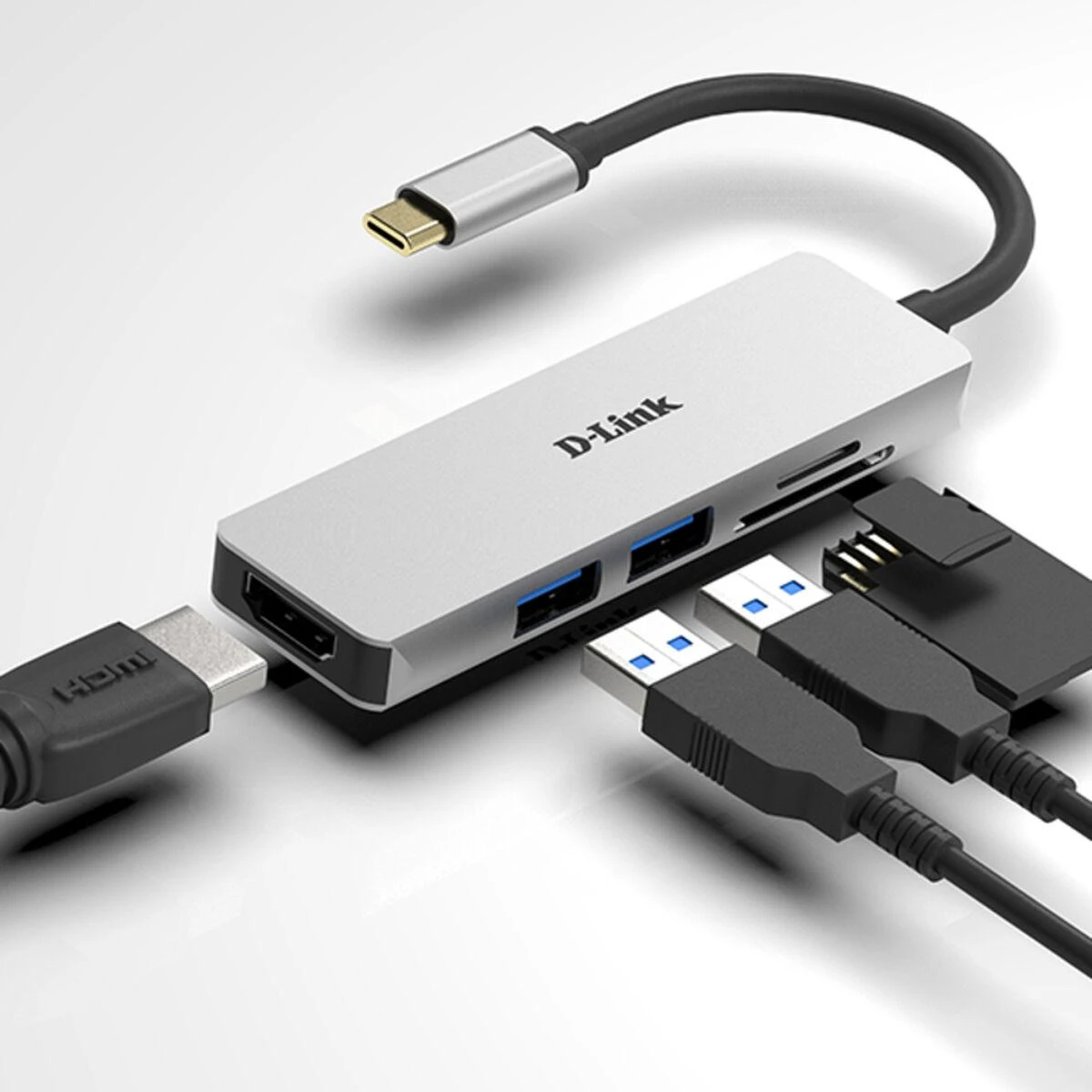 D-Link DUB-M530 knyginių kompiuterių dokas / jungčių replikatorius Vielinis USB 3.2 Gen 1 (3.1 Gen 1) Type-C Aliuminis, Juoda