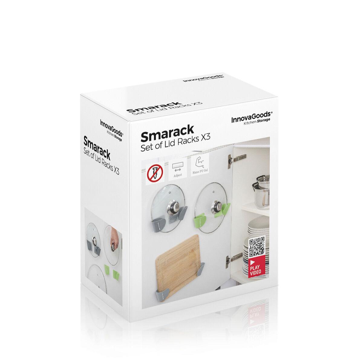 InnovaGoods Rinkinys 3 lipnūs virtuvės dangčių laikikliai Smarack InnovaGoods