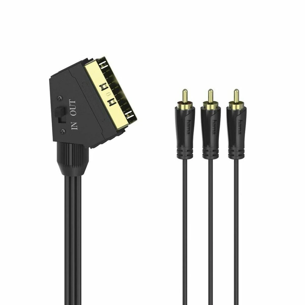 Hama Scart į 3x RCA kabelis su IN/OUT jungikliu