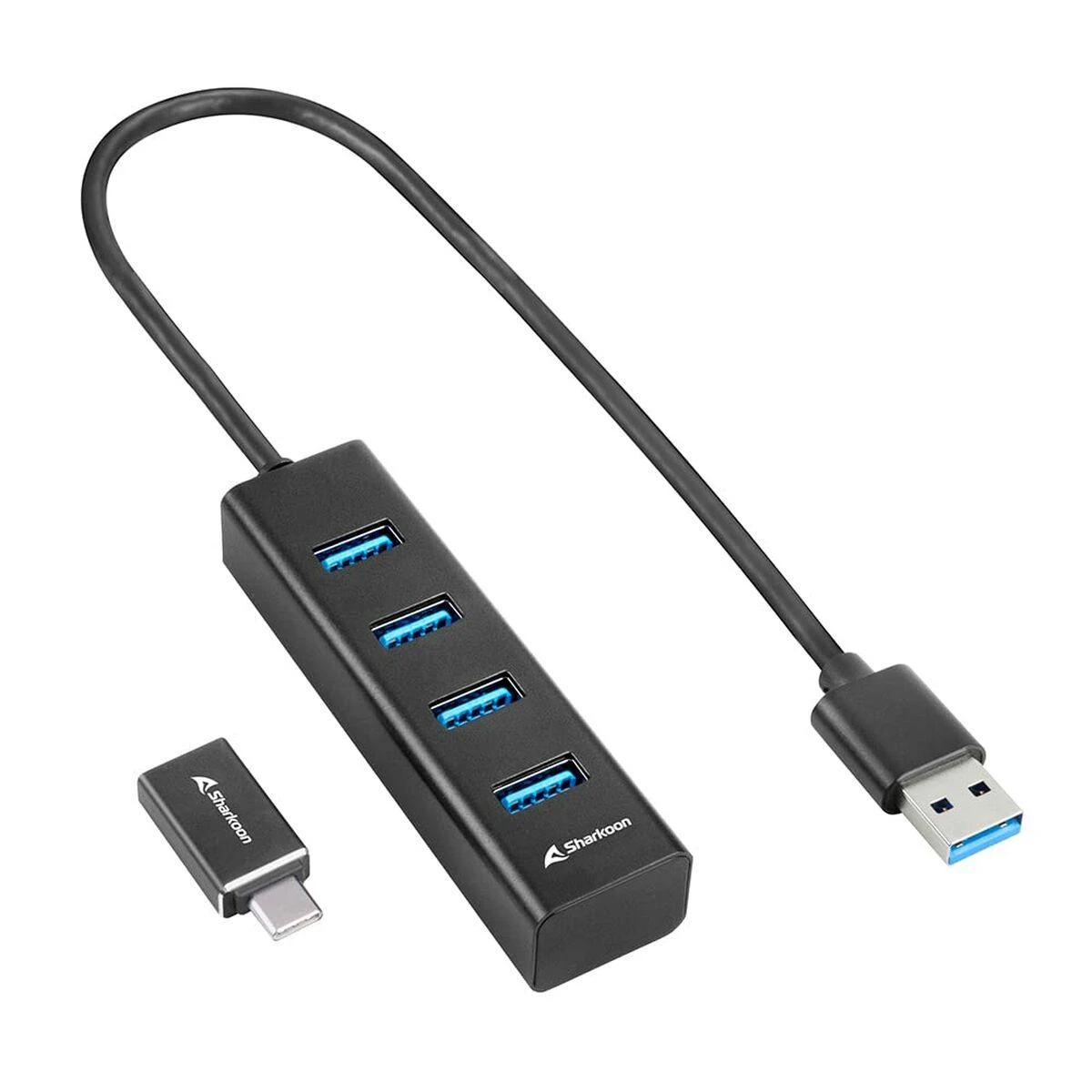 Sharkoon HUB 4X USB 3.2 ALU Juodas/4-PORT USB 3.2 GEN 1