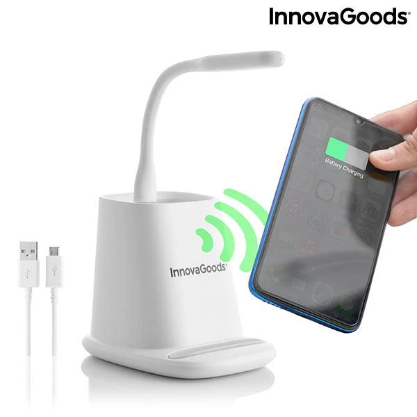 „5 viename“ belaidis įkroviklis su darbastalio organizavimo kilimėliu ir USB LED lempa DesKing InnovaGoods