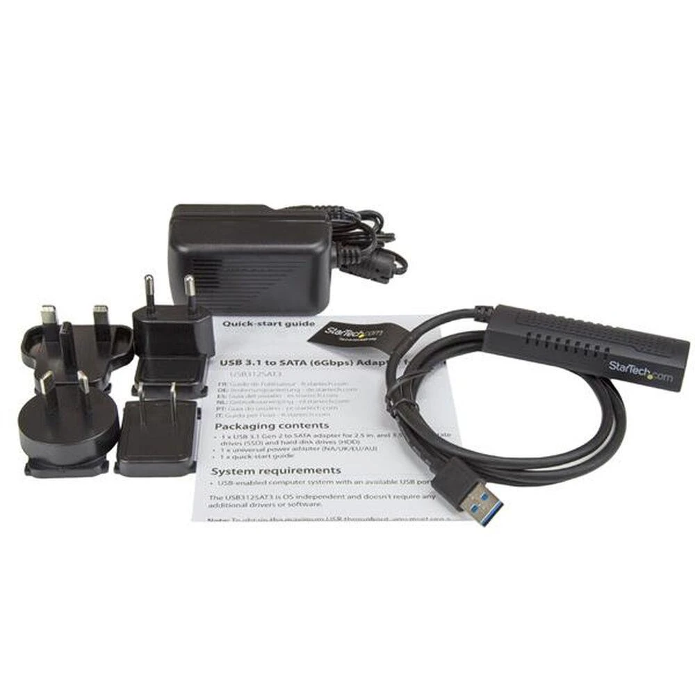 Kištukinis StarTech USB 3.1 A / SATA, Juodas (USB312SAT3)