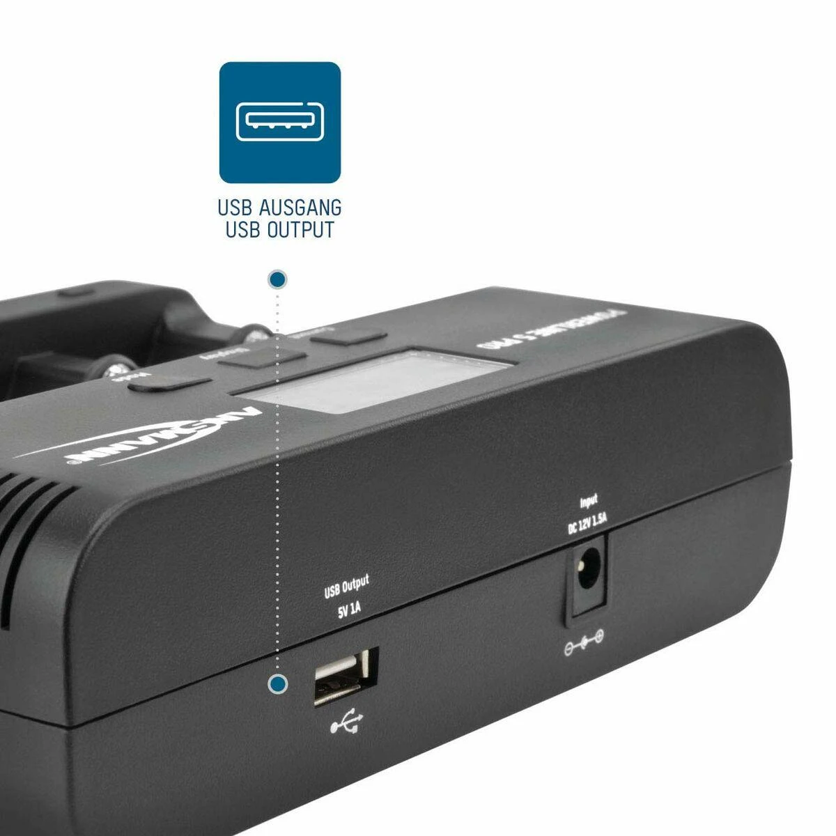 Ansmann Powerline 5 Pro: USB išvesties jungtis