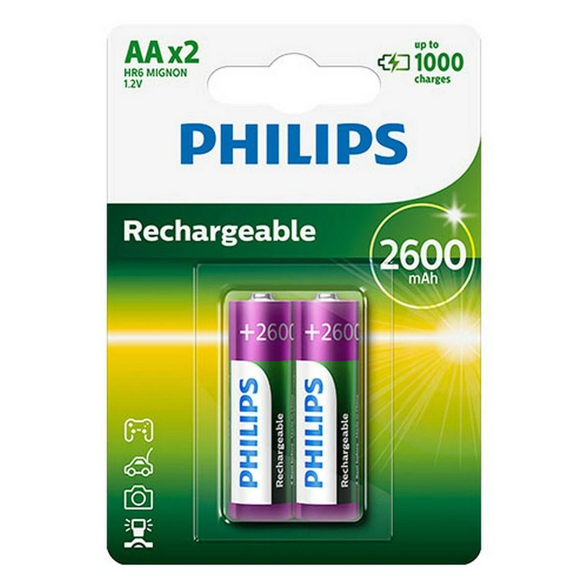 Įkraunama baterija Philips AA 2600 mAh 2 lizdinės plokštelės