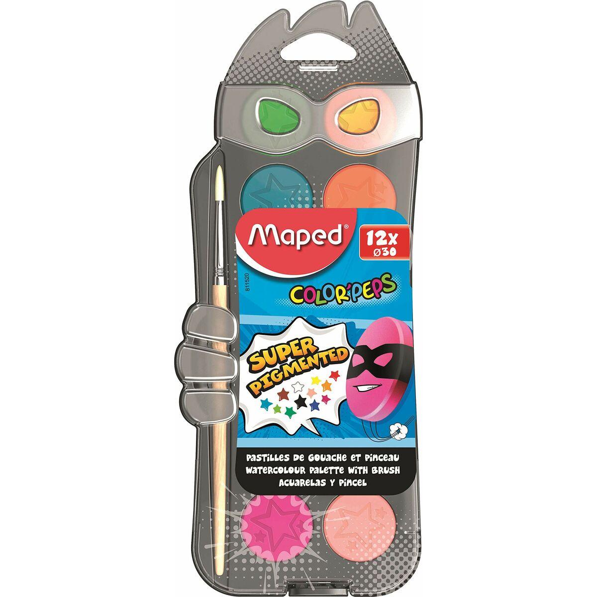 Akvareliniai dažai Maped ColorPeps 12 kubelių+teptukas plastikinė dėžutė