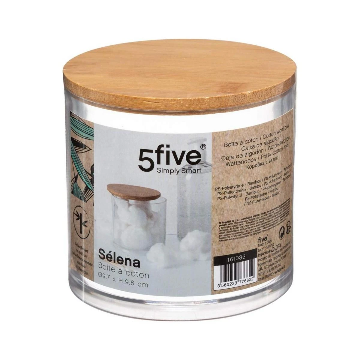5five Simply Smart Bamboo SELENA apvalus kosmetinio tampono indelis, bambukinis dangtelis