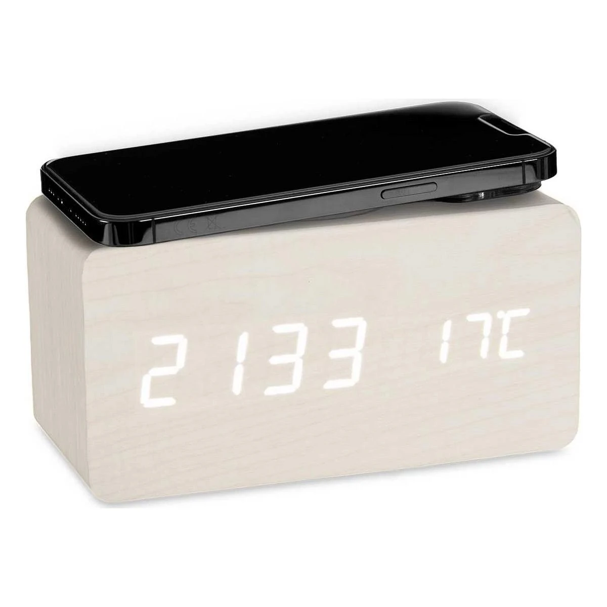 Gift Decor Skaitmeninis Laikrodis Stacjonarny Baltas PVC Drewno MDF (15 x 7,5 x 7 cm)