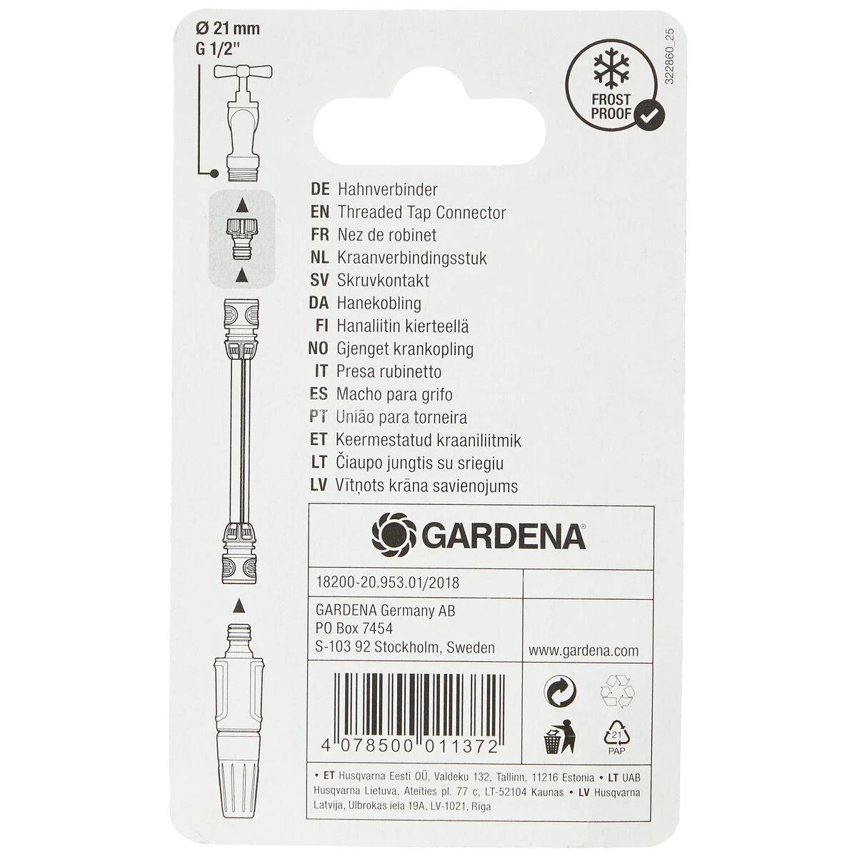Vamzdžių jungtis GARDENA Krano jungtis 21mm