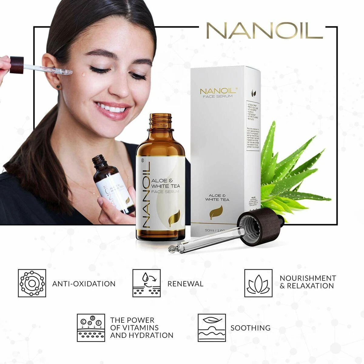 Nanoil "Nanolash" veido serumas su alaviju ir baltąja arbata 50ml