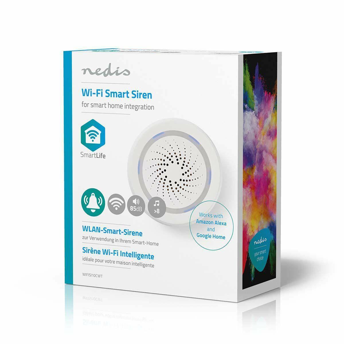 Nedis WLAN Smart Siren (WIFISI10CWT) - aliarmas arba akustinis įspėjimo signalas, 85 dB