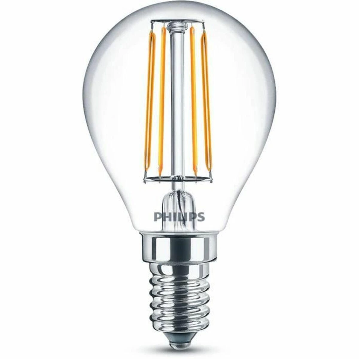 LED lempa Philips Fil P45, 4.3W, E14, 2700K, 470lm, skaidri