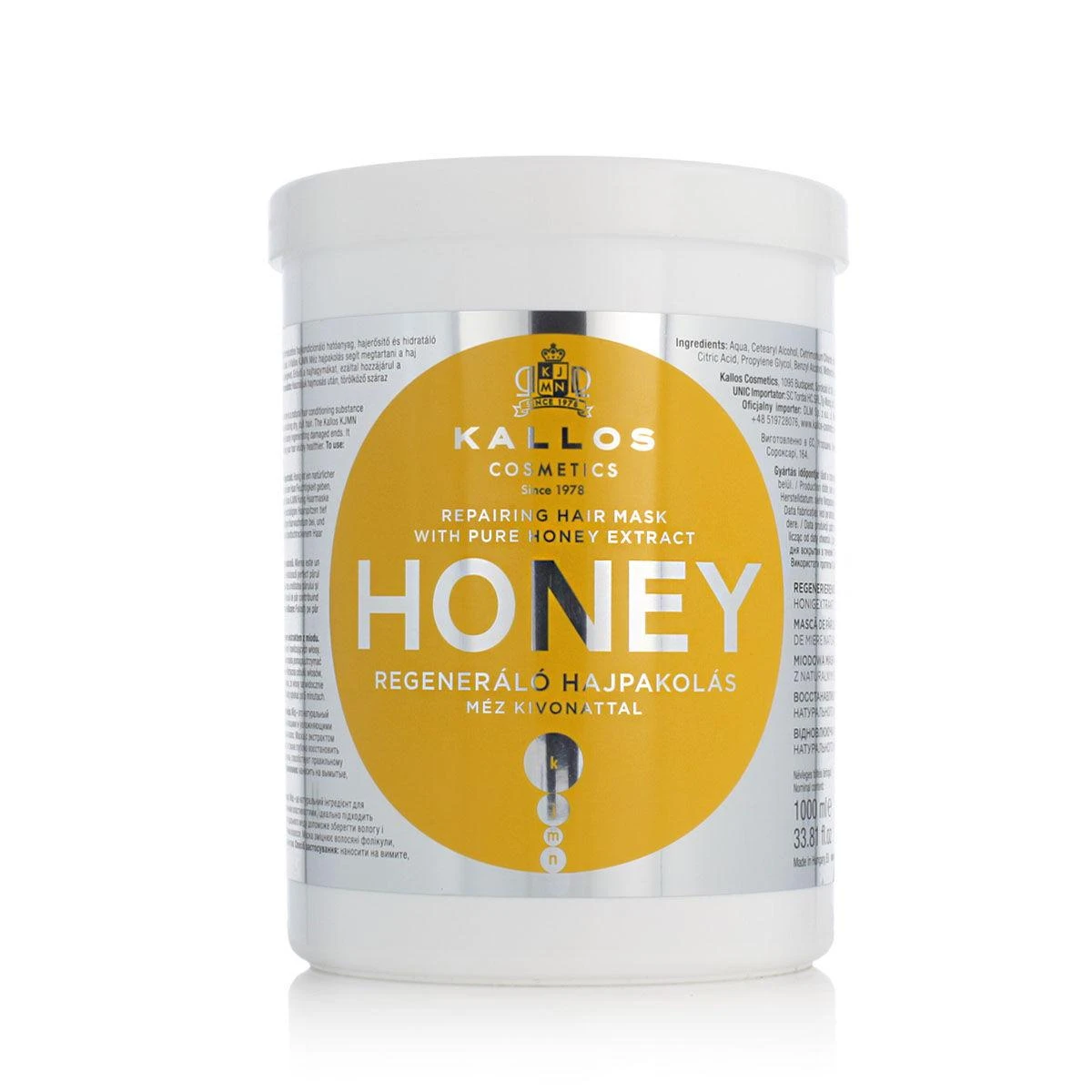 Kallos Cosmetics Honey Repairing Hair Mask stiprinamoji plaukų kaukė su medumi, 1000 ml