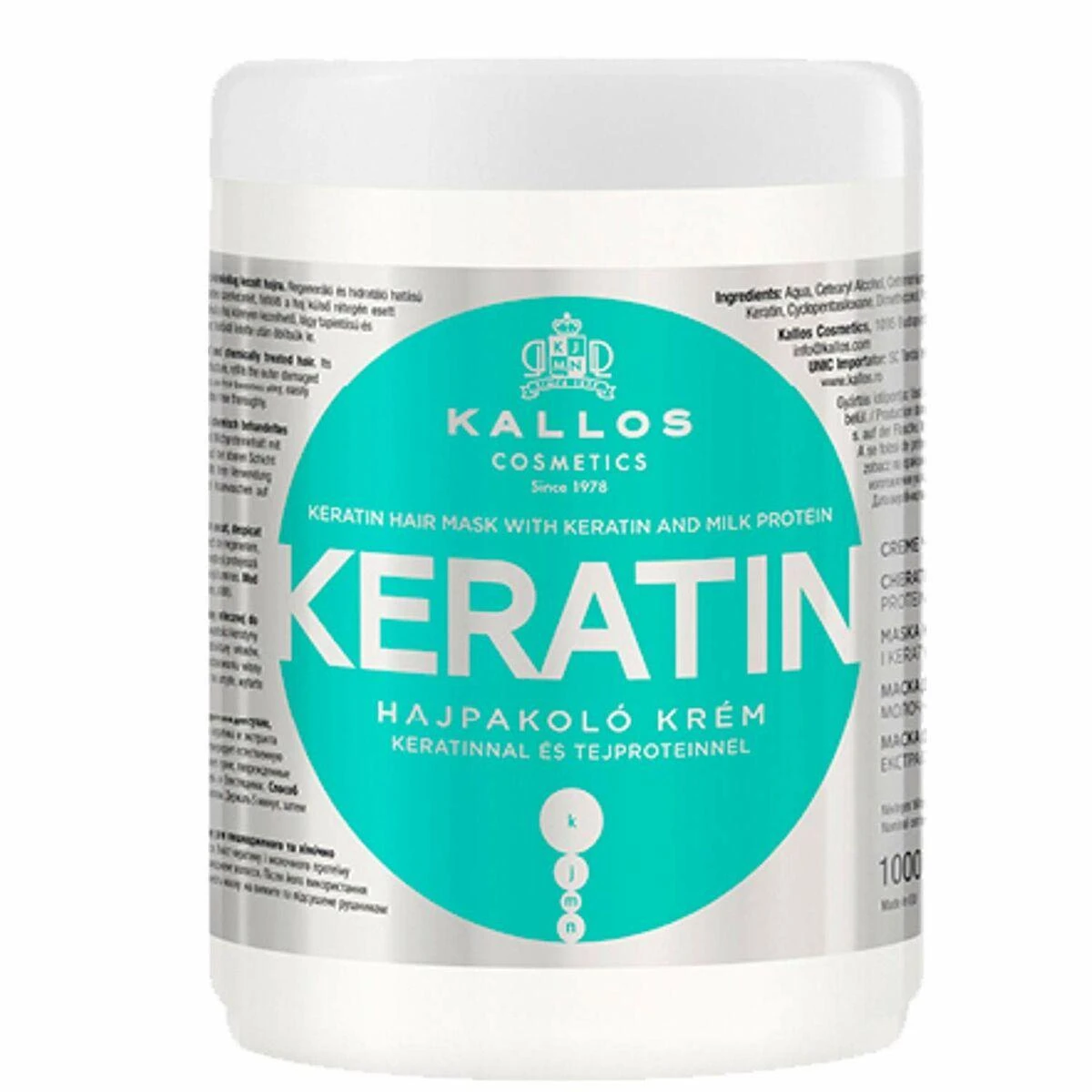 Kaukė sausiems pažeistiems plaukams Kallos KERATIN Hair Mask 1000 ml