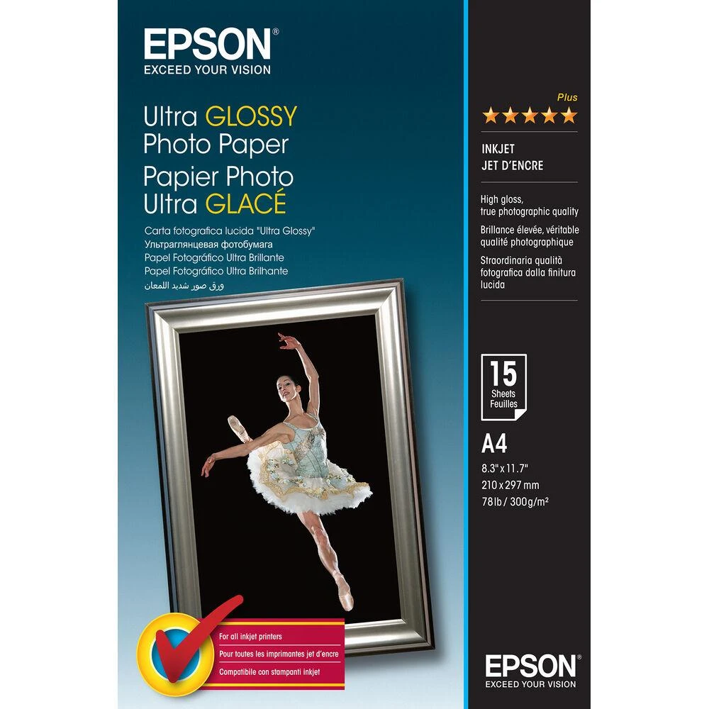 „Epson“ itin blizgus fotopopierius, 15 lapų, 300g/m2, A4 formato