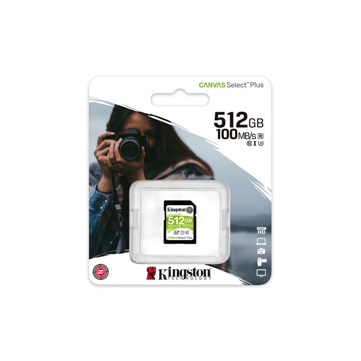 Atminties kortelė KINGSTON 512GB SDXC Canvas Select Plus 100R C10 UHS-I U3 V30
