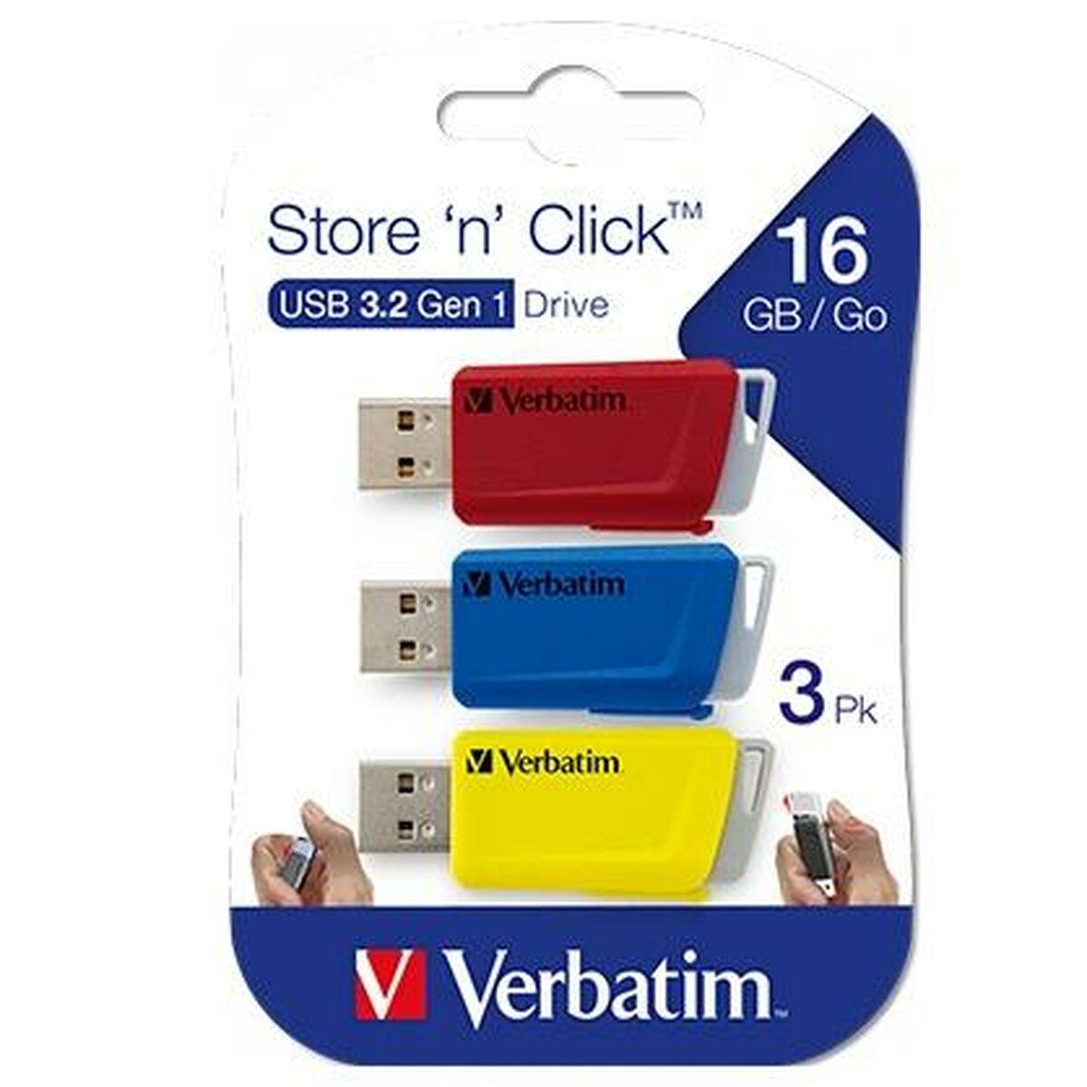 Pendrive Verbatim Store 'n' Click (3 vnt.), 16 GB (49306)