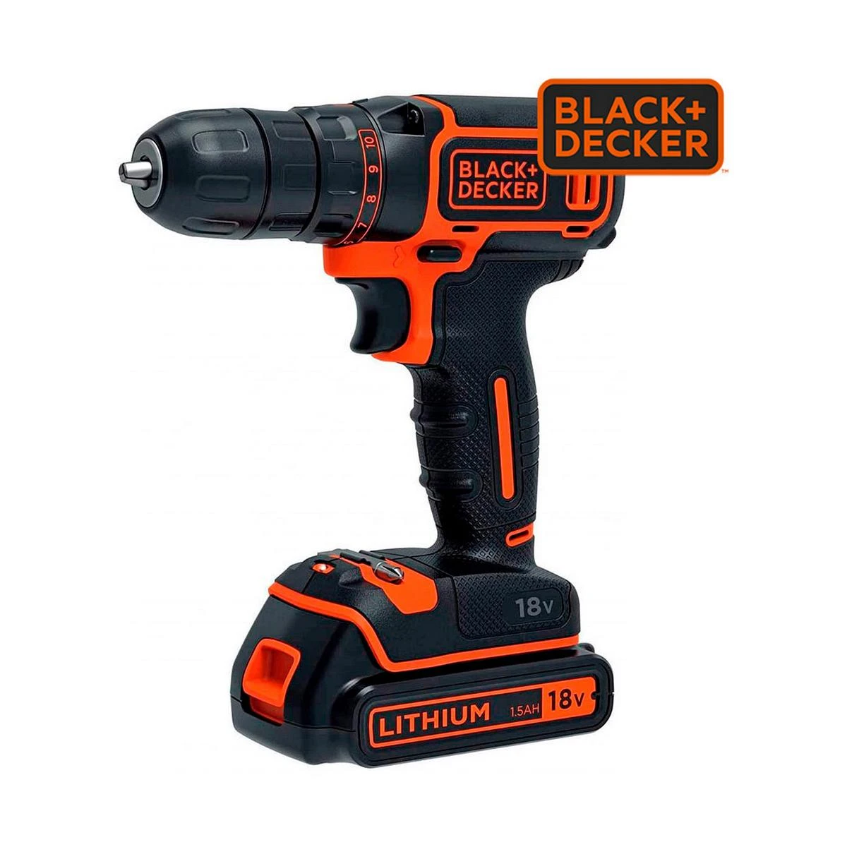Black & Decker Juodas & Decker Smūginis suktuvas-gręžtuvas Juodas & Decker BDCDC18K-QW; 18 V; 1x1,5 Ah akum.