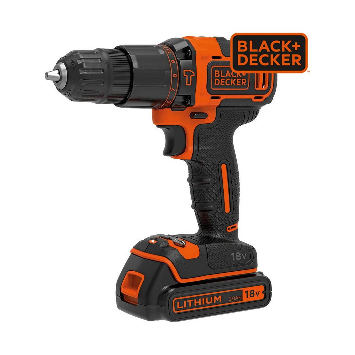 Black & Decker Juodas & Decker Akumuliatorinis smūginis gręžtuvas BDCHD18KB 18V 2 x 1,5 Ah, Juodas & Decker