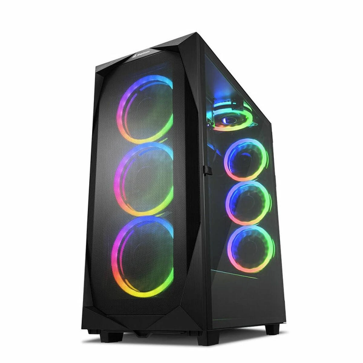 Sharkoon REV300, Tower tipo korpusas - juodas, grūdintas stiklas
