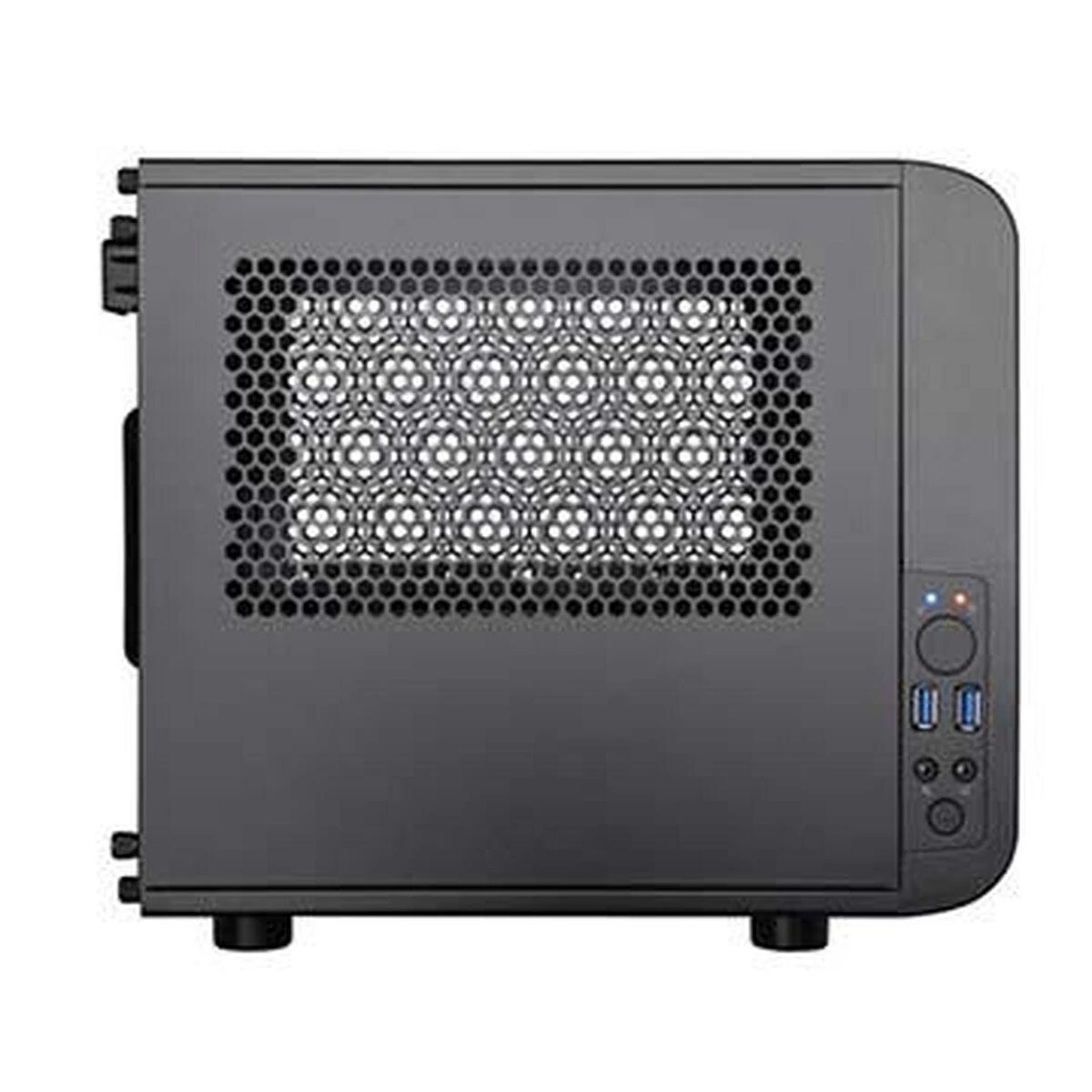 THERMALTAKE Core V1 Mini-ITX Case 2x USB 3.0 ir 1x HD Audio I/O jungtis viršuje, vienas iš anksto įdiegtas 200 mm ventiliatorius